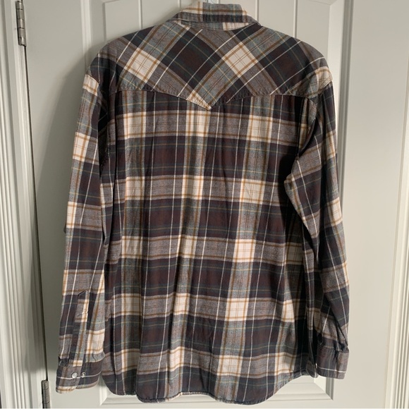 Flannel plaid men’s size L long sleeve snap shirt western grunge cabin core - Picture 2 of 4